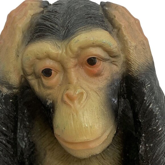 Vintage Monkey Figurine Hear no Evil Chimpanzee Retro Plastic 5.5" High - Picture 8 of 11